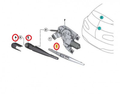 Brat stergator luneta Mini Clubman F54, 02.2014-, Dreapta, cu lamela stergator 235 mm, Aftermarket foto