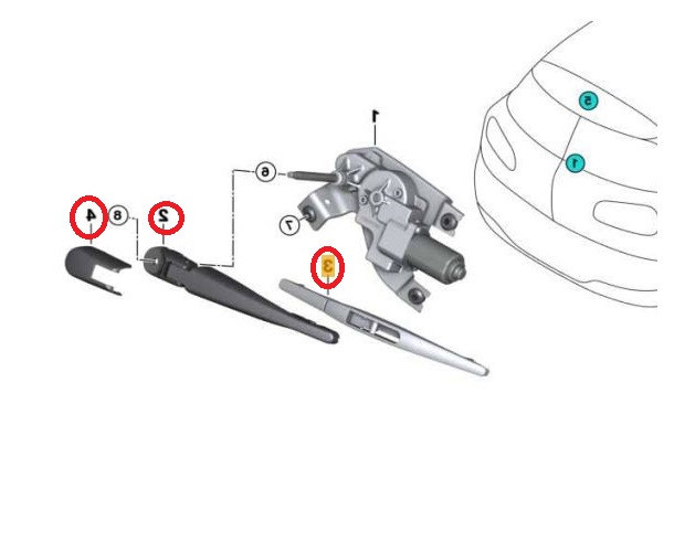 Brat stergator luneta Mini Clubman F54, 02.2014-, Dreapta, cu lamela stergator 235 mm, Aftermarket