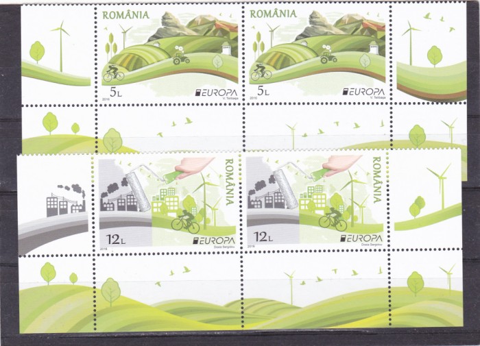 GANDESTE VERDE,EUROPA 2016,SERII IN PERECHE, MNH,ROMANIA.2016,Lp.2183