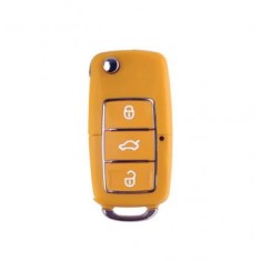 Carcasa cheie Topautochei&reg; pentru Jetta Golf Passat Beetle Polo Bora Sharan, galbena, 3 butoane