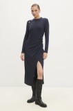 Answear Lab rochie culoarea bleumarin, midi, dreaptă