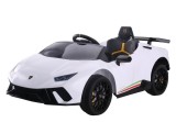 Masinuta electrica pentru copii, Lamborghini Huracan Alb, cu telecomanda, 2 motoare, greutate maxima 30 kg, 6571, Leantoys