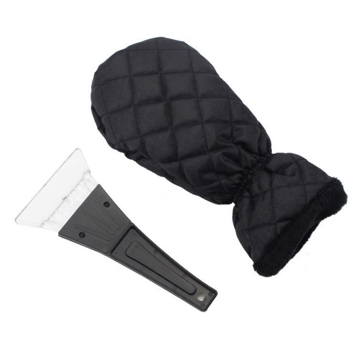 Set Manusa si Racleta pentru Zapada, Impermeabila, Izolatie de Bumbac, 31 x 15 cm, Negru