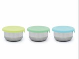 SET 3 RECIPIENTE MINI INOX CU CAPAC SILICON, MELII, BLEU MINT LIME