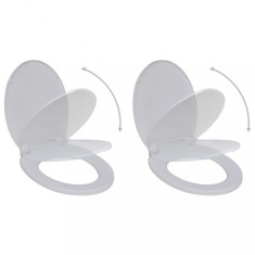 vidaXL Capace WC cu &icirc;nchidere silențioasă, 2 buc., alb, plastic