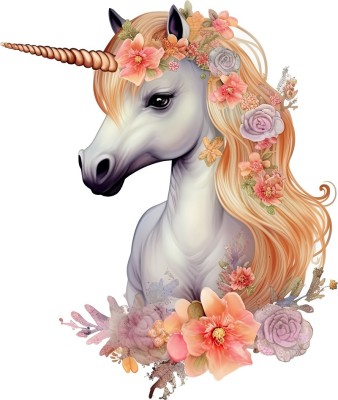 Sticker decorativ, Unicorn, Portocaliu, 70 cm, 1287STK-5 foto