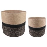 vidaXL Set de Ghivece pentru Plante 2 pcs Natural și Negru 42012242