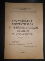 Proprietatile geotextilelor si geomembranelor folosite in constructii (1988) foto