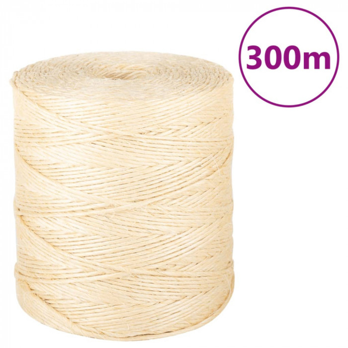 vidaXL Fr&acirc;nghie, 300 m, sisal 100%, 2 mm