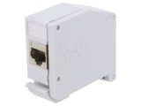 Adaptor Cat 6a Keystone RJ45 soclu x2 gri pentru şină DIN