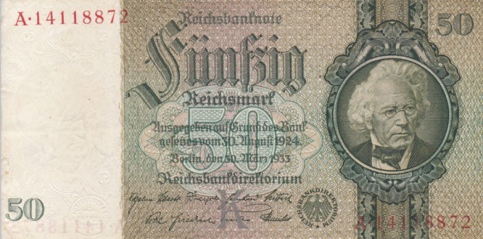 GERMANIA 50 reichsmark 1933 VF+++!!!