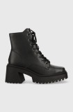 Steve Madden cizme de piele Freeport femei, culoarea negru, cu toc drept