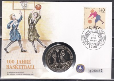 Germania 1991 - 100 de ani de baschet, FDC NUMIS foto