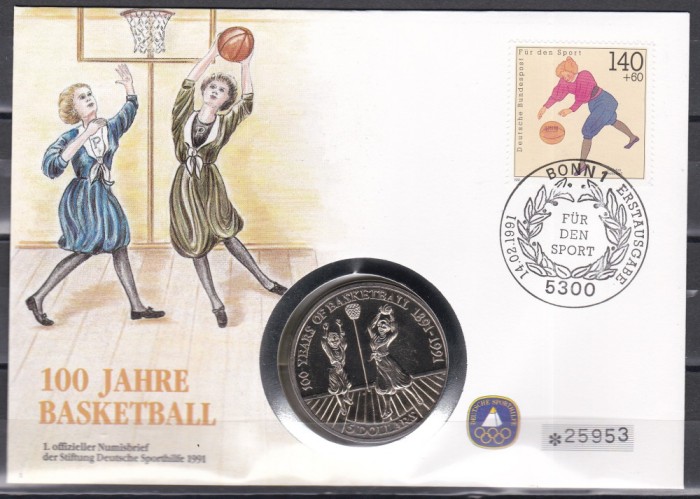 Germania 1991 - 100 de ani de baschet, FDC NUMIS
