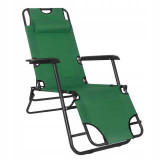 Scaun tip sezlong pliabil pentru terasa sau gradina, reglabil, 120kg, verde