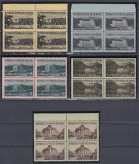 ROMANIA 1954 LP 361 CASE DE ODIHNA BLOCURI DE 4 TIMBRE MNH foto