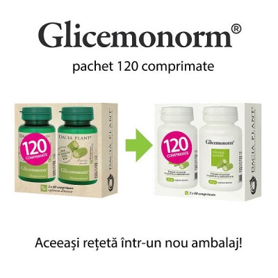 PACHET GLICEMONORM 60cpr 1+1 (cadou) DACIA PLANT foto
