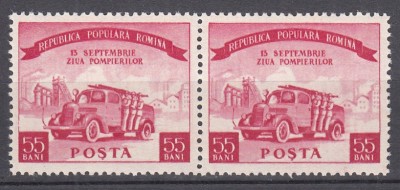 ROMANIA 1955 LP 394 ZIUA POMPIERILOR PERECHE MNH foto