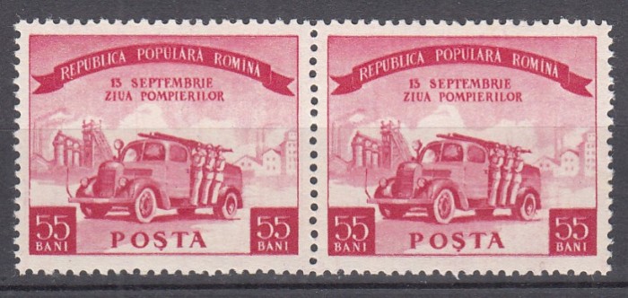ROMANIA 1955 LP 394 ZIUA POMPIERILOR PERECHE MNH