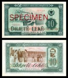 ALBANIA █ bancnota █ 10 Leke █ 1976 █ P-43s █ SPECIMEN █ cu numerele de serie 000000 █ UNC █ necirculata