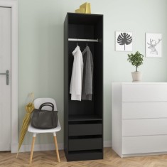 Gossi sifonier cu sertare, negru, 50x50x200 cm, lemn prelucrat