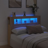 Tablie de pat cu LED, stejar sonoma, 140x18,5x103,5 cm, lemn GartenMobel Dekor, vidaXL
