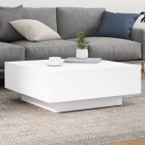 VidaXL Măsuță de cafea cu lumini LED, alb, 80x80x31 cm