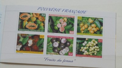 POLINEZIA FRANCEZA - CARNET CU 2 BLOCURI A 6 TIMBRE FIECARE CU FRUCTE SPECIFICE foto