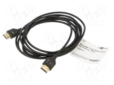 Cablu HDMI 3m Goobay, negru, HDMI 2.0, HDCP 2.2, High Speed Ethernet, 4K, HDR, 3D foto