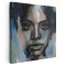 Tablou portret acrilic femeie, albastru 1328 Tablou canvas pe panza CU RAMA 100x100 cm