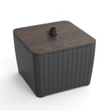 Masă de grădină Deco Luzon cu suport pentru umbrelă din ratan sintetic, culoare nuc-grafit