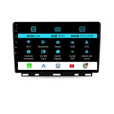 Navigatie Dedicata Renault Clio 5 (2019 - 2024), 9Inch, 4Gb Ram, 64Gb Stocare, Carplay