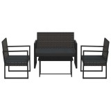 Cumpara ieftin Set mobilier relaxare gradina 4 piese cu perne poliratan negru