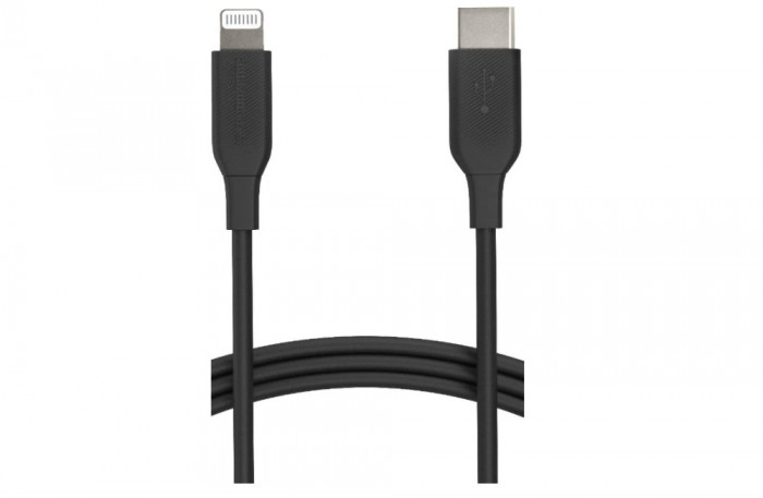 Cablu incarcare si transfer date USB-C la Lightning TPE de 1.8 m certificat MFI, negru - RESIGILAT
