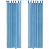 Perdea Transparenta Turcoaz 140x245 cm, 2 Bucati, Poliester, Draperii Voal cu Cordoane - vidaXL
