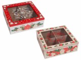 Cumpara ieftin Set 2 cutii ceai Craciun lemn multicolor 18x18x6 cm