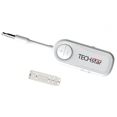 Adaptor Wireless 2 in 1 Receptor si Transmitator Audio TX/RX Techstar&amp;reg; M28 Alb, cu Bluetooth BT 5.3 si Conector Port Audio 3.5mm foto