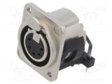 Conector XLR 5 pini mamă 90&deg; NEUTRIK soclu cu buton THT 3A
