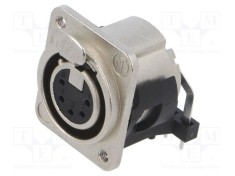 Conector XLR 5 pini mamă 90&deg; NEUTRIK soclu cu buton THT 3A