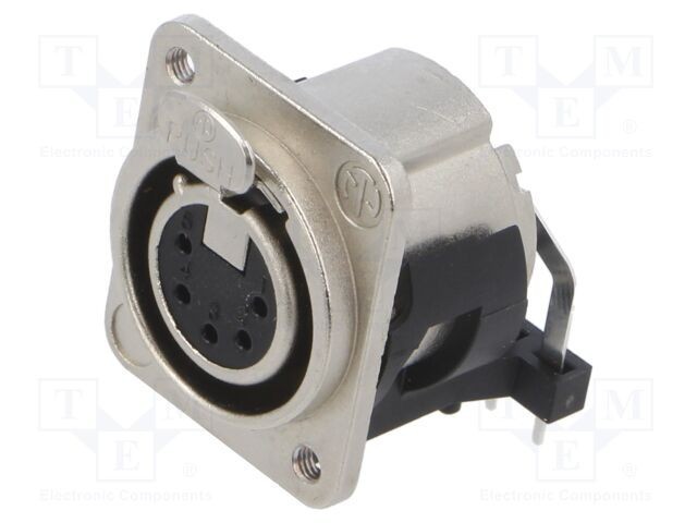 Conector XLR 5 pini mamă 90&deg; NEUTRIK soclu cu buton THT 3A