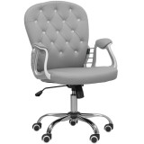 Vinsetto Scaun de birou, Ergonomic Scaun de birou cu braț, Spătar căptușit Gri deschis | Aosom Romania