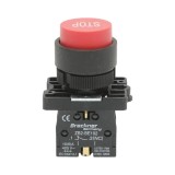 Buton de comanda STOP rosu convex cu revenire 1NC, 400V/10A, LAY5