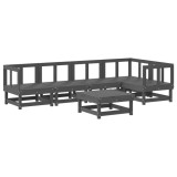 Set mobilier relexare de gradina, 6 piese, gri, lemn masiv pin