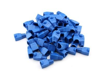 Set 100 bucati manson de protectie albastru pentru mufa UTP, retea RJ45 foto