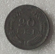 G5. ROMANIA 20 LEI 1942, 6 g., Zinc, 26.3 mm, Mihai I ** foto