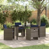 vidaXL Set de masă pentru grădină cu pernă 5 pcs Gri Rattan poli 3379970