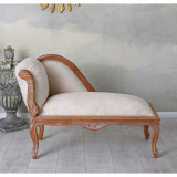 Sofa din lemn mahon cu tapiterie bej CAT508G18, Paturi si seturi dormitor, Baroc