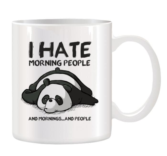 Cana alba personalizata I hate Morning, INOVATIX&reg;. 330ml