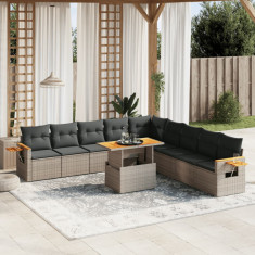 vidaXL Set canapele de grădină cu perne, 11 piese, gri, poliratan