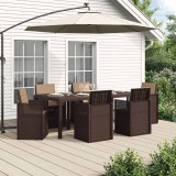 vidaXL Set de masă pentru grădină cu pernă 7 pcs Maro și taupe PP 3430077